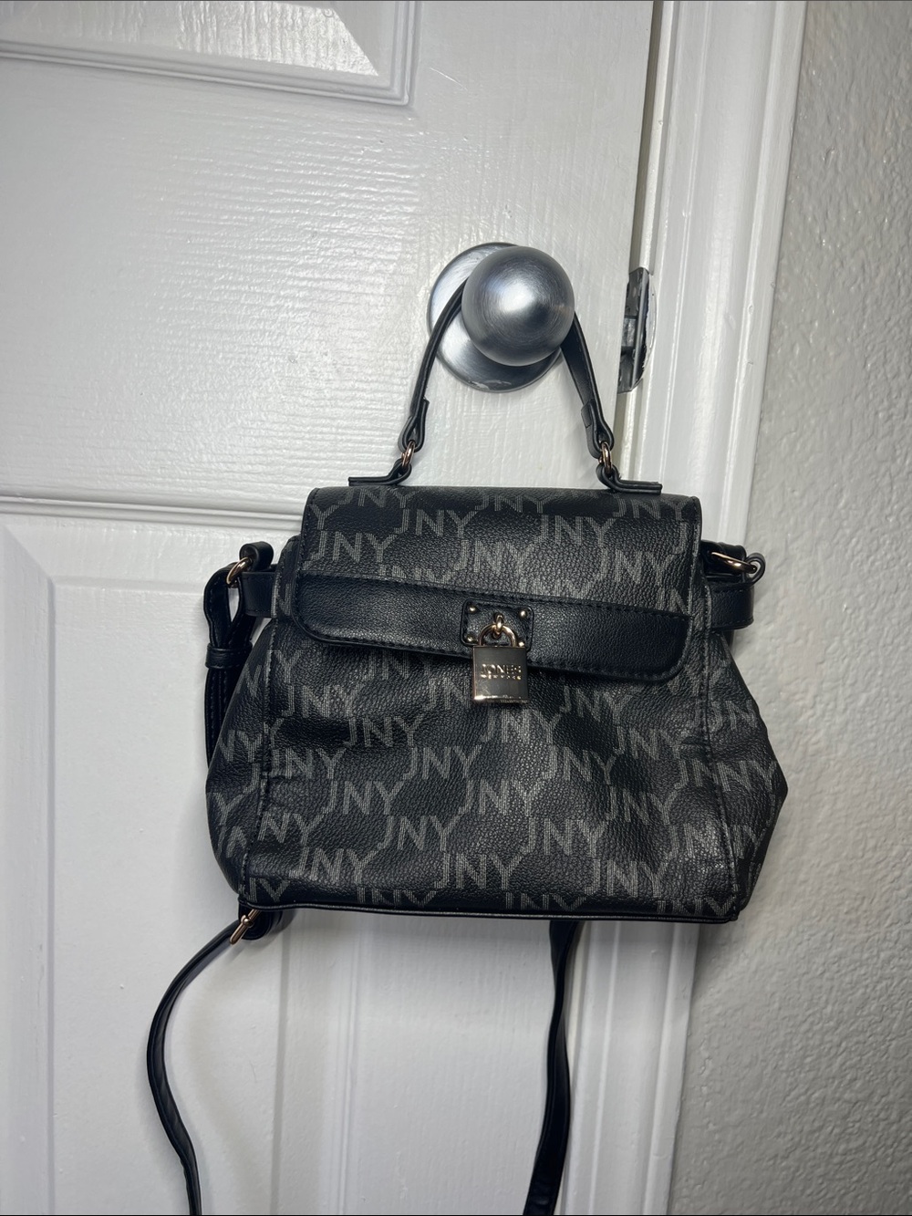 Black Logo Monogram Top-Handle Satchel